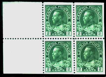 TWO CENTS GREEN BOOKLET - Four PANE