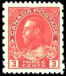 THREE CENTS CARMINE PERF 12 X 8